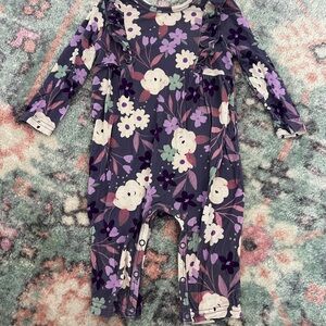 Little Sleepies Sugar Plum Floral Ruffle Bib Romper